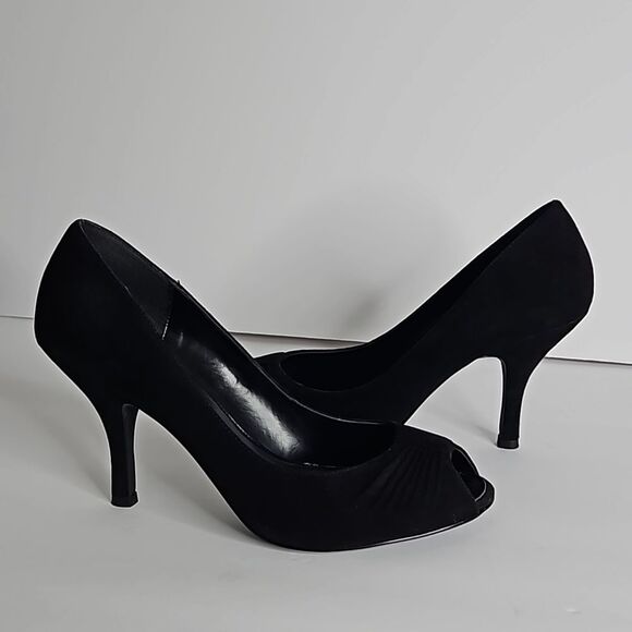 Nickles Soft Leather Black Upper Pump Peeptoe Shoes Size 9M - Picture 11 of 14